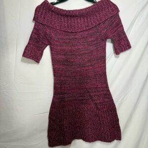 Planet Gold Off-Shoulder Sweater Dress - Burgundy Juniors Size Large